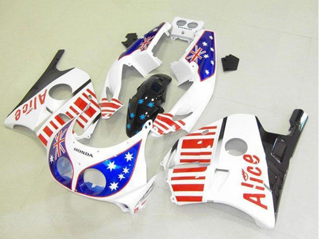 1990-1998 White Red Blue Star Alice Honda CBR250RR MC22 Motorcycle Fairings UK