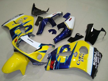 Buy 1996-2000 White Yellow Blue Corona Suzuki GSXR 600 Motorcycle Fairings UK