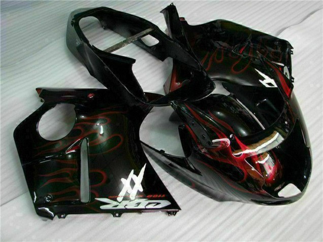 1996-2007 Glossy Black Red Flame Honda CBR1100XX Abs Motorcycle Fairing UK