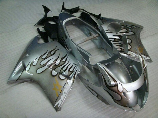1996-2007 Silver Black Flame Honda CBR1100XX Motorcycle Fairing UK