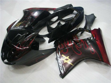 Buy 1996-2007 Glossy Black Red Flame Honda CBR1100XX Abs Motorcycle Fairings UK