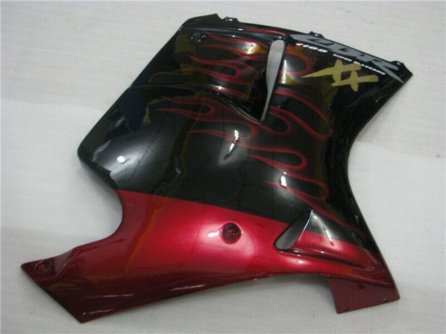 1996-2007 Glossy Black Red Flame Honda CBR1100XX Abs Motorcycle Fairings UK