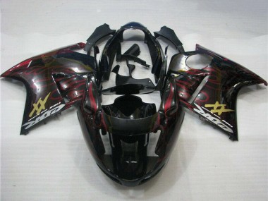 Buy 1996-2007 Glossy Black Red Flame Honda CBR1100XX Abs Motorcycle Fairings UK