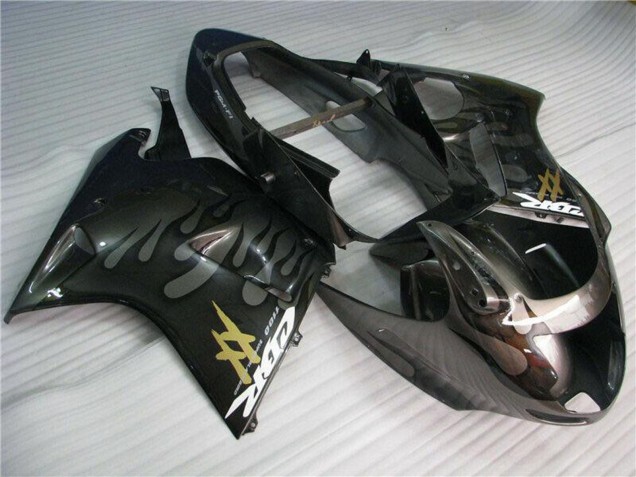 1996-2007 Glossy Black Silver Flame Honda CBR1100XX Motorcycle Fairings UK