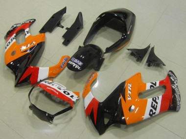 Buy 1997-2005 Orange White Red Glossy Black Repsol Honda VTR1000F Motorcycle Fairings UK