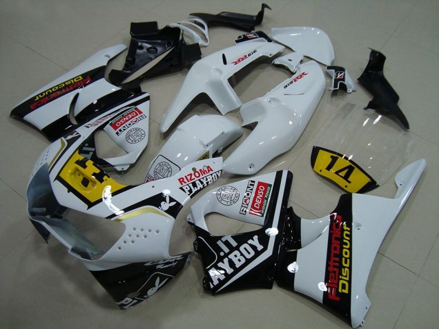 1998-1999 White Yellow Glossy Black Playboy 14 Honda CBR900RR 919 Motorcycle Fairings UK