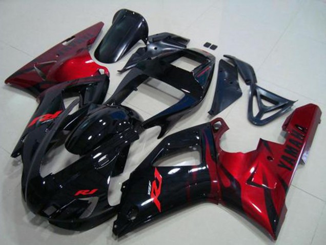 1998-1999 Glossy Black Red Yamaha YZF R1 Motorcycle Fairings UK