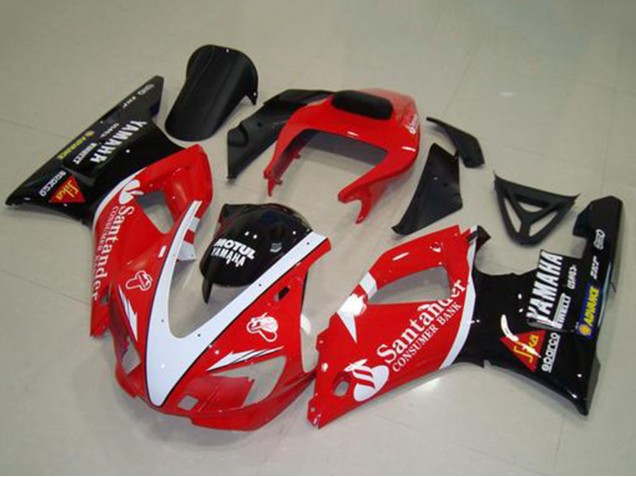1998-1999 Red White Glossy Black Motul Santander Yamaha YZF R1 Motorcycle Fairings UK