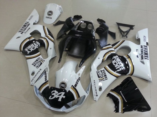 1998-2002 White Black Motul Lucky Strike 34 Yamaha YZF R6 Motorcycle Fairings UK