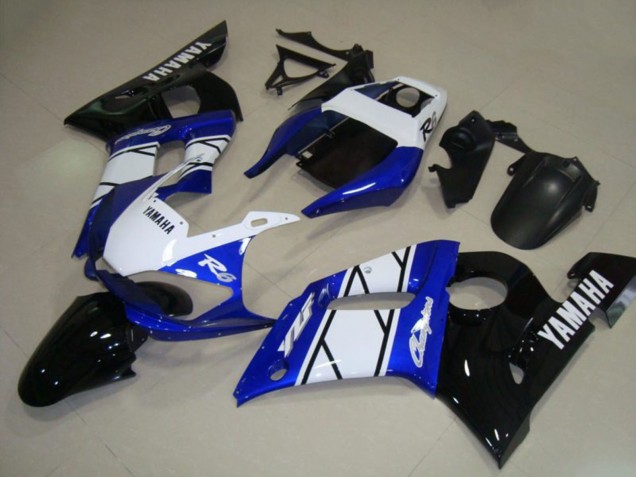 1998-2002 White Blue Glossy Black Champions Yamaha YZF R6 Motorcycle Fairings UK
