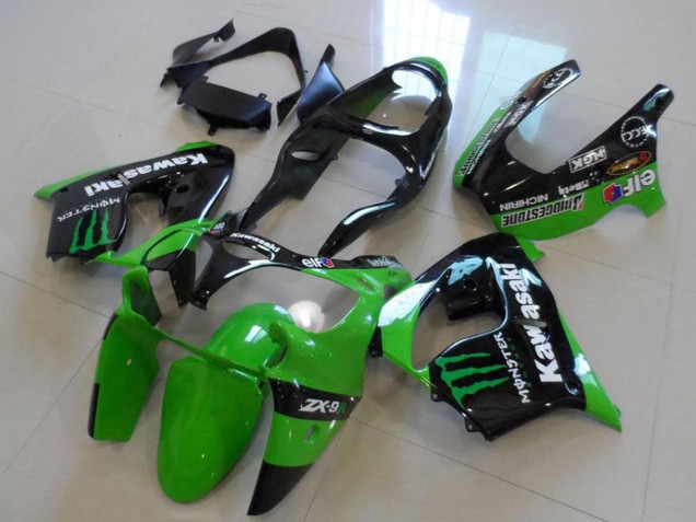 2000-2001 Glossy Black Green Monster Kawasaki ZX9R Motorcycle Fairings UK