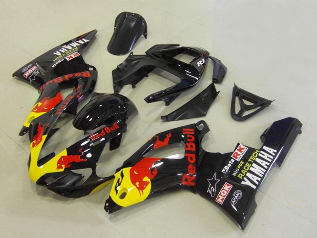 2000-2001 Glossy Black Yellow Red Bull Yamaha YZF R1 Motorcycle Fairings UK