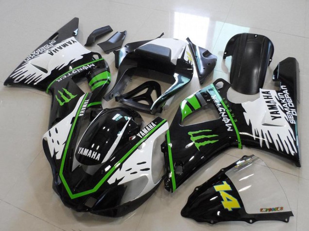 2000-2001 Glossy Black White Green Monster Yamaha YZF R1 Motorcycle Fairings UK
