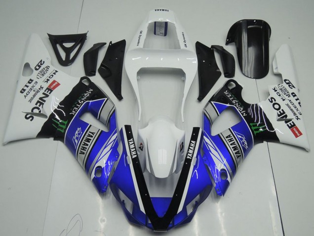 2000-2001 White Blue Black ENEOS Monster Yamaha YZF R1 Motorcycle Fairings UK