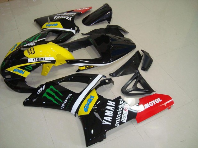 2000-2001 Glossy Black Yellow White Red Monster Motul Yamaha YZF R1 Motorcycle Fairings UK