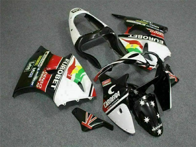 2000-2002 White Red Yellow Green Glossy Black Star EuroBet Kawasaki ZX6R Motorcycle Fairings UK
