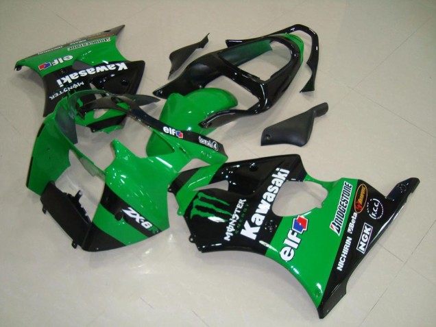 2000-2002 Green Glossy Black Monster Kawasaki ZX6R Motorcycle Fairings UK