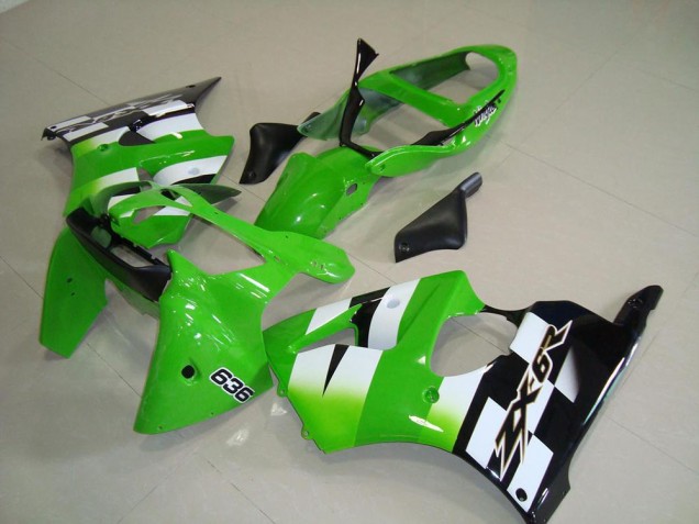 2000-2002 Green White Black 636 Kawasaki ZX6R Motorcycle Fairings UK