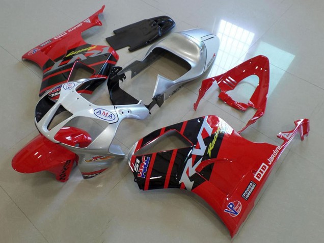 2000-2006 Silver Red Glossy Black Stripe Honda VTR1000 Motorcycle Fairings UK