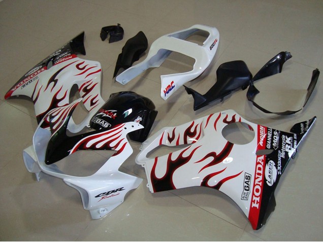2001-2003 White Red Glossy Black Flame Honda CBR600 F4i Motorcycle Fairings UK