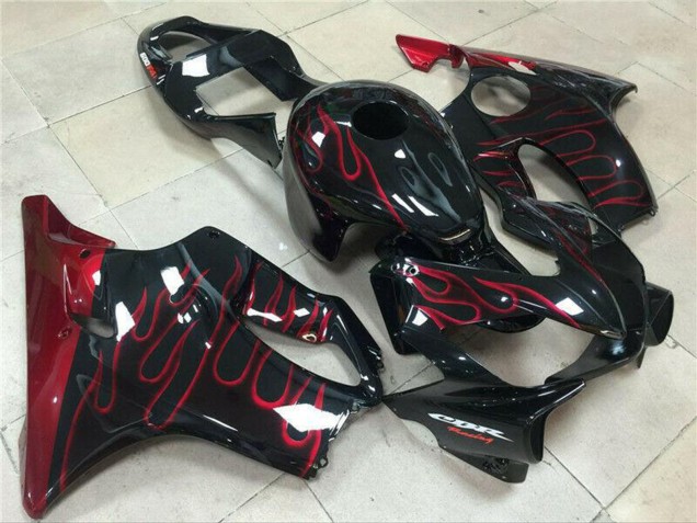 2001-2003 Glossy Black Red Flame Honda CBR600 F4i Motorcycle Fairing UK