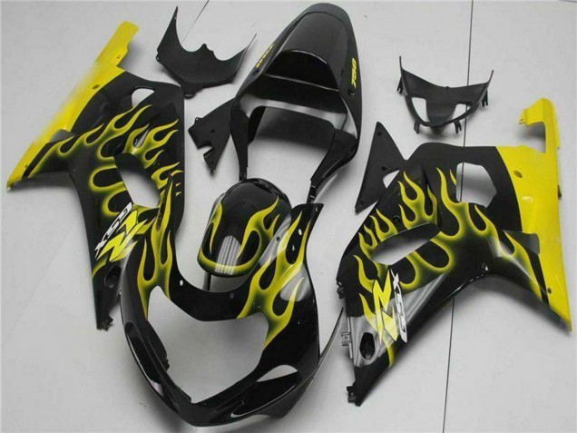 2001-2003 Glossy Black Yellow Flame Suzuki GSXR 600/750 Motorcycle Fairings UK