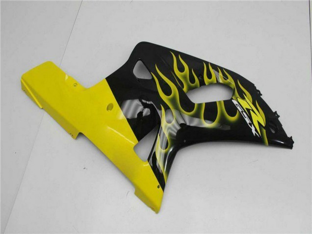 2001-2003 Glossy Black Yellow Flame Suzuki GSXR 600/750 Motorcycle Fairings UK
