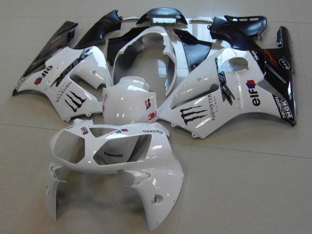 2002-2006 White Glossy Black Monster Kawasaki ZX12R Motorcycle Fairings UK