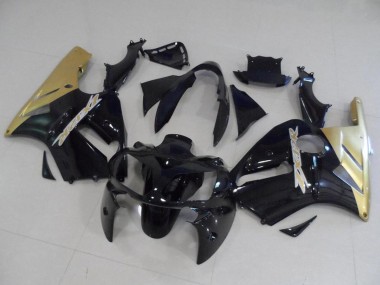 Buy 2002-2006 Glossy Black Gold Kawasaki ZX12R Motorcycle Fairing Kits UK