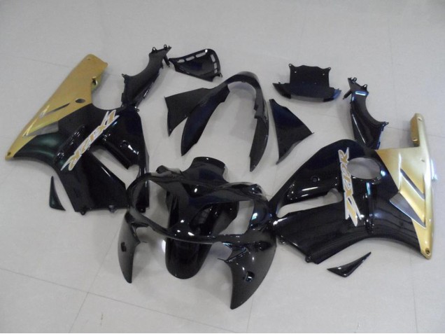 2002-2006 Glossy Black Gold Kawasaki ZX12R Motorcycle Fairing Kits UK