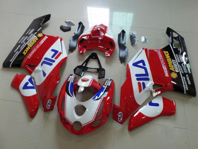 2003-2004 White Red Blue Glossy Black Fila Ducati 749 999 Motorcycle Fairings UK