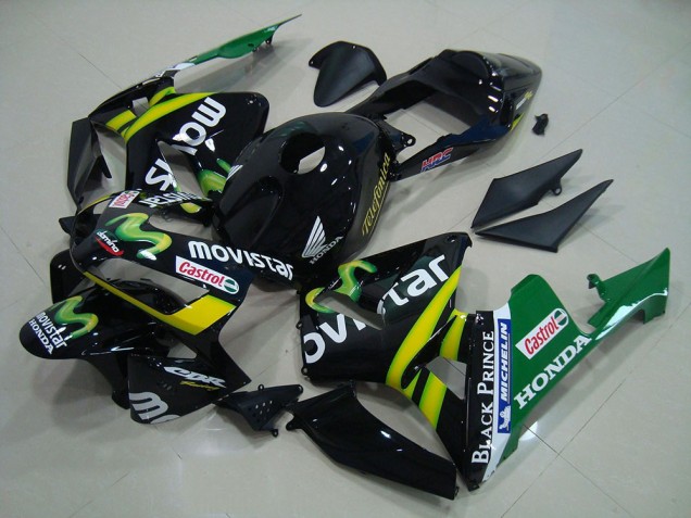 2003-2004 Glossy Black Yellow Green MoviStar Honda CBR600RR Motorcycle Fairings UK