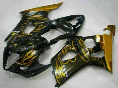Buy 2003-2004 Glossy Black Gold Flame Suzuki GSXR 1000 Motorcycle Fairings UK
