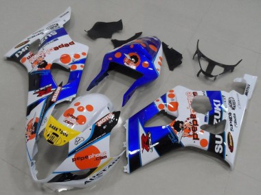 Buy 2003-2004 White Blue Red Yellow Pepe Phone Suzuki GSXR 1000 Motorcycle Fairings UK