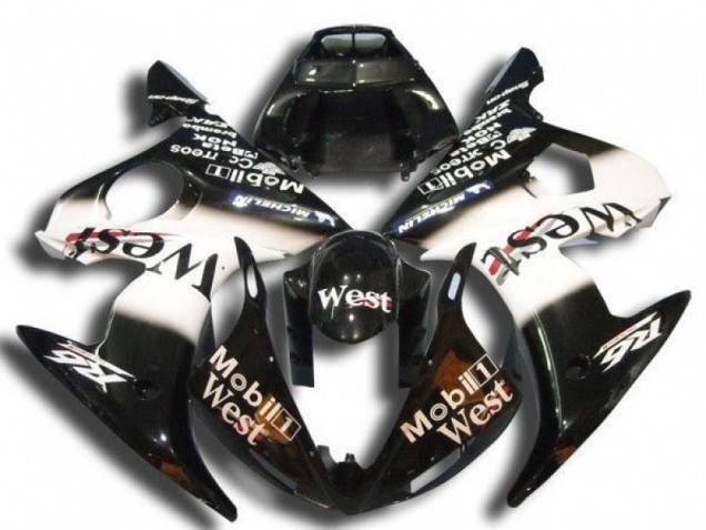 2003-2004 Glossy Black White Mobil West Michelin Yamaha YZF R6 Motorcycle Fairings UK