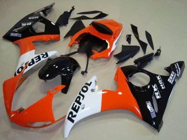 2003-2004 Orange White Glossy Black Repsol Yamaha YZF R6 Motorcycle Fairing UK