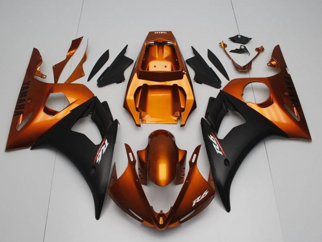 2003-2004 Orange Matte Black Yamaha YZF R6 Motorcycle Fairings UK