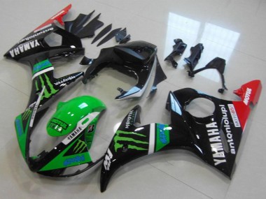 Buy 2003-2004 Glossy Black Red Green Monster Motul Yamaha YZF R6 Motorcycle Fairings UK