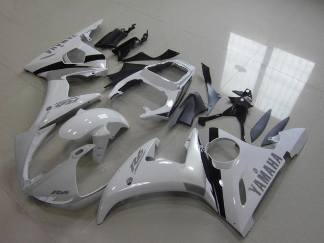 2003-2004 White Glossy Black Yamaha YZF R6 Motorcycle Fairing Kits UK