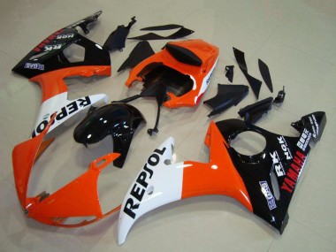 Buy 2003-2004 Orange White Glossy Black Repsol Yamaha YZF R6 Motorcycle Fairings UK