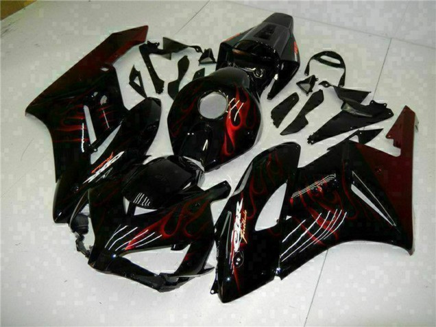 2004-2005 Glossy Black Red Flame Honda CBR1000RR Motorcycle Fairings UK