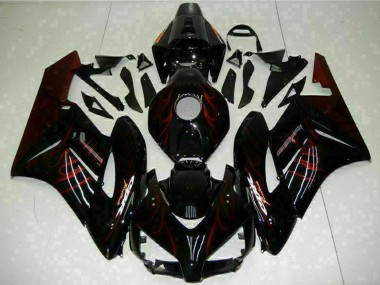 Buy 2004-2005 Glossy Black Red Flame Honda CBR1000RR Motorcycle Fairings UK