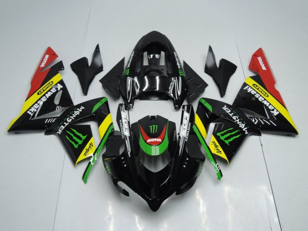 2004-2005 Glossy Black Red Yellow Green Monster Kawasaki ZX10R Motorcycle Fairings UK