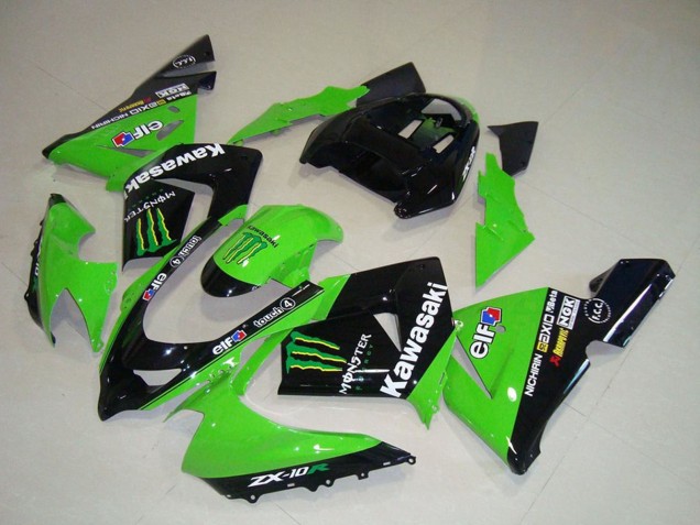 2004-2005 Green Black Monster Elf Kawasaki ZX10R Motorcycle Fairings UK