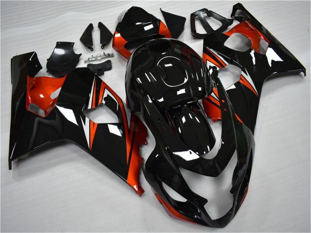 2004-2005 Glossy Black Red Stripe Suzuki GSXR 600/750 Motorcycle Fairings UK