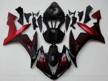 Buy 2004-2006 Glossy Black Red Flame Yamaha YZF R1 Motorcycle Fairings UK
