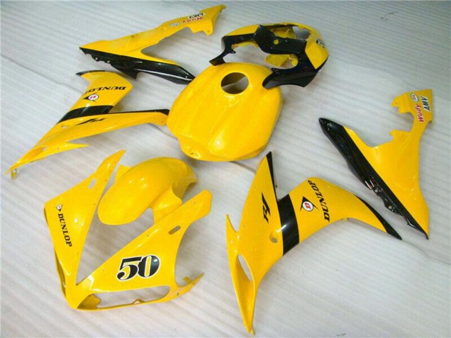 2004-2006 Yellow Glossy Black Dunlop 50 Yamaha YZF R1 Motorcycle Fairings UK