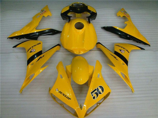 2004-2006 Yellow Glossy Black Dunlop 50 Yamaha YZF R1 Motorcycle Fairings UK