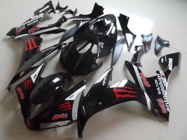 2004-2006 Glossy Black Red Monster Yamaha YZF R1 Motorcycle Fairings UK