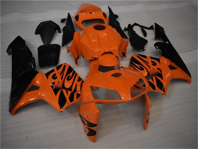 2005-2006 Orange Black Flame Honda CBR600RR Motorcycle Fairing UK